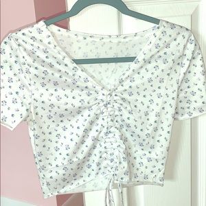 Ditsy Floral Drawstring Crop Top